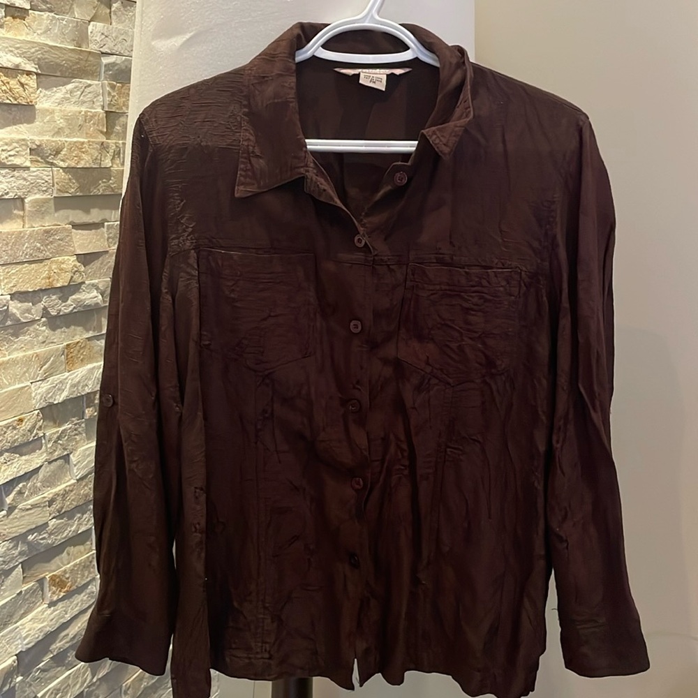 TanJay Brown button down blouse